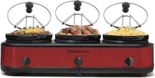 Elite Gourmet EWMST-325R Maxi-Matic Triple Slow Cooker Buffet Server Adjustable