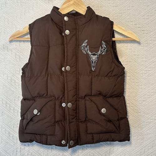Western Cowboy Hunters Hardware Brown Puffer Vest Boys Size 5/6t