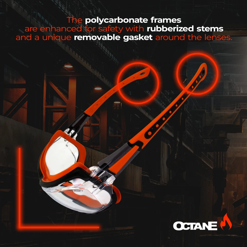 Gafas de seguridad para motocicletas Octane junta naranja 1 lente transparente y 1 lente de humo Foto 2 de 4