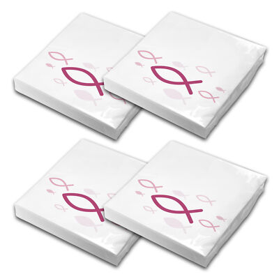 80x itenga Servietten Fisch Pink  30cm Kommunion Konfirmation Taufe Mädchen neu