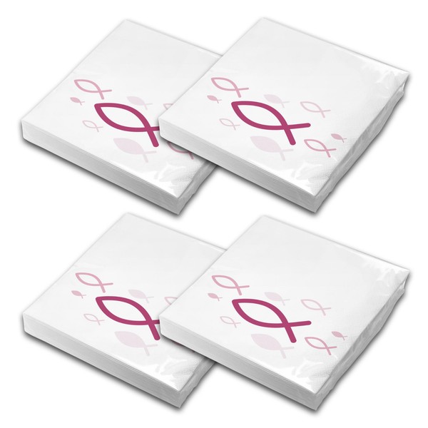 80X Itenga Servietten Fisch Pink 30Cm Kommunion Konfirmation Taufe MäDchen Neu-image