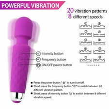 20 Speed USB Handheld Massager Wand Vibrating Massage Full Body Therapy Motor