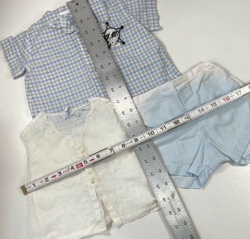 Nannette Baby Boy Shirt Bubble Shorts Outfit White Blue Tattersall Vintage 6 mos - Picture 10 of 10