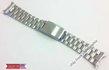 Curved End Stainless Steel Solid Links Watch Band Strap Bracelet 18 20 22 24mm
