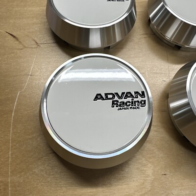 OEM Advan Racing Center Cap Flat 63mm Middle White Set Of 4 Pcs