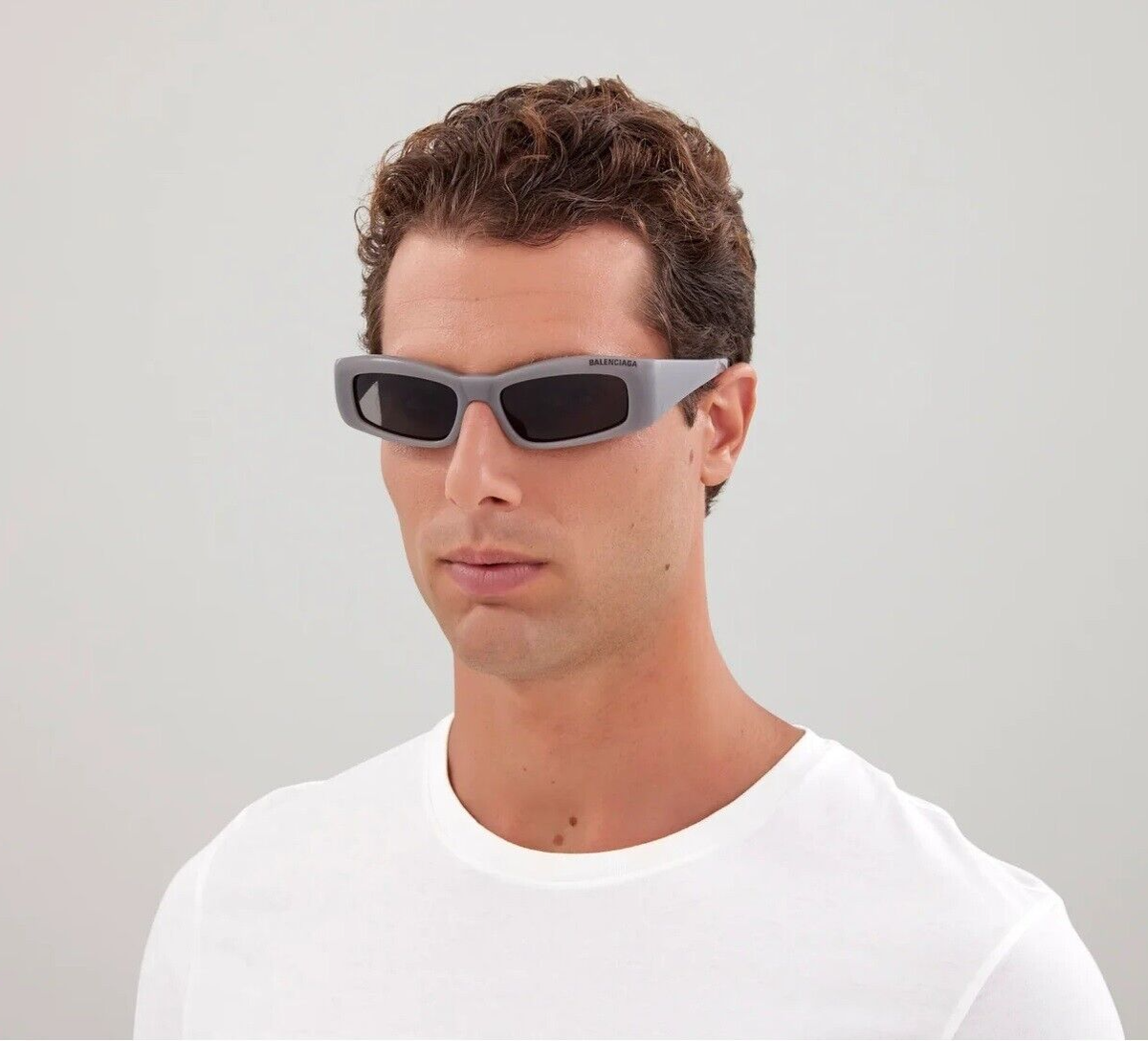 Balenciaga Men AUTHENTIC Sunglasses Grey Rectangle BB0266S 003 NEW