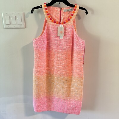 Trina Turk Jewels Orange Pink Halter Style Dress 10. New. Channel Style.