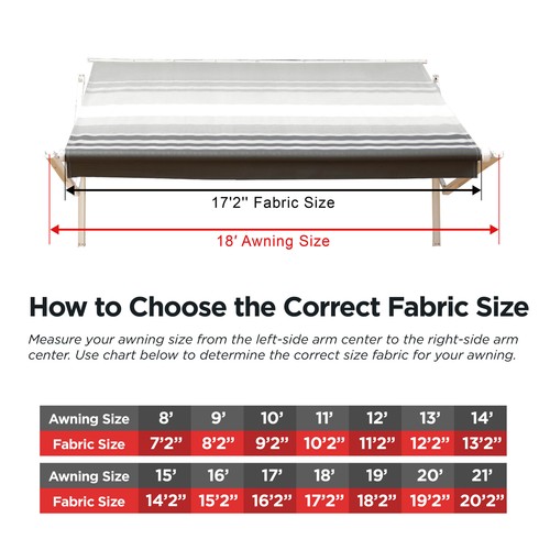 ALEKO Vinyl Grey Fade Fabric Replacement for 12 x 8 ft RV Retractable Awning - Picture 13 of 14