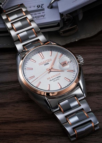Roamer 210633 49 25 20 Searock Automatic rose gold silver Steel Men's Watch NEW - Bild 2 von 9