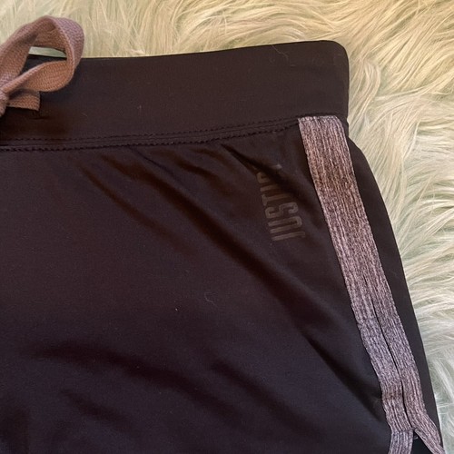 Justice Girls Athletic Shorts Size 10 Black Gray Gym Running Drawstring - Picture 2 of 4