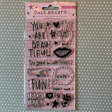 Crate Paper All Heart Clear Stamp Set By American Crafts 22 PC NIP Sweet Life