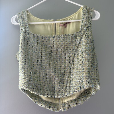 Bailey Rose Crop Top Women's Tweed Tank Top Green Blue New Retails $68 Medium