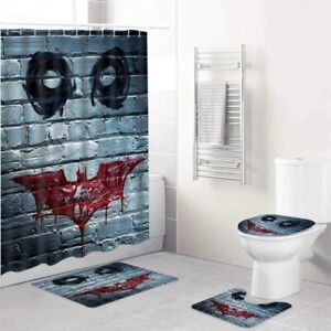 Newest Doctor Who Bathroom Rugs 4PCS Shower Curtain Bath Mat Toilet Lid Cover