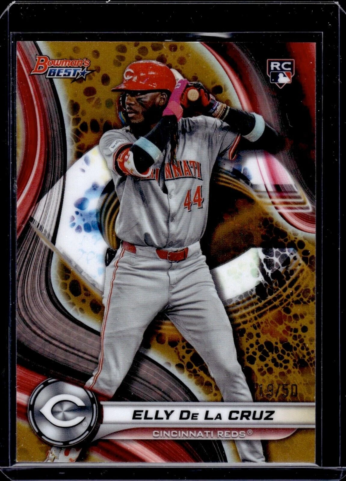 2024 Bowman's Best Elly De La Cruz Gold Lava Refractor Rookie RC #19/50 Reds