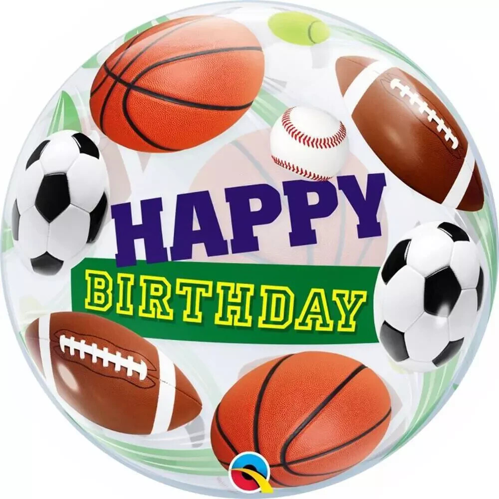 Qualatex Happy Birthday Bubble Sports Balloon 22'' / 56cm New Stretchy Plastic