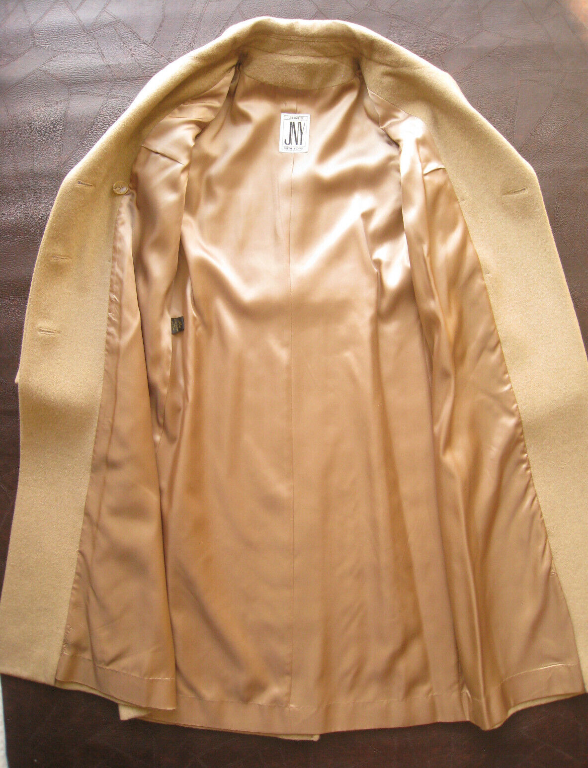Vtg Jones New York Long Coat Womens Sz M Wool Nylon Mohair Beige Neutral Elegant image 4