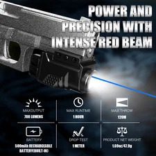 Blue Beam Pistol Laser Light Combo Tactical Flashlight Subcompact Compact Pistol