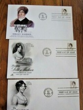 DOLLEY MADISON FIRST LADY SOCIAL LEADER 1980 3  DIFF CACHET FDCS VF UNADDRESSED