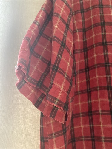 Scott Barber Men’s Short Sleeve Button Up Shirt Large Red Plaid Linen - Picture 3 of 6