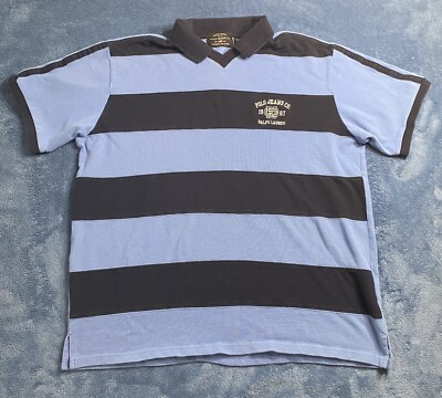Polo Ralph Lauren Short Sleeve Striped Polo Shirt Mens Sz L Blue