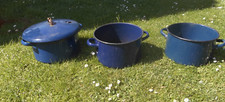 3 x Alter grosser Emaille Topf Einkochtopf  Pflanzkübel