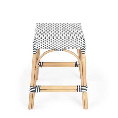 Butler Specialty Company Robias Rattan 24.5" Counter Stool - White & Navy Stripe - Picture 7 of 8