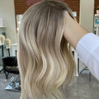 Highlight Brown Root Blonde 13x4 Lace Frontal Human Hair Wig for Women