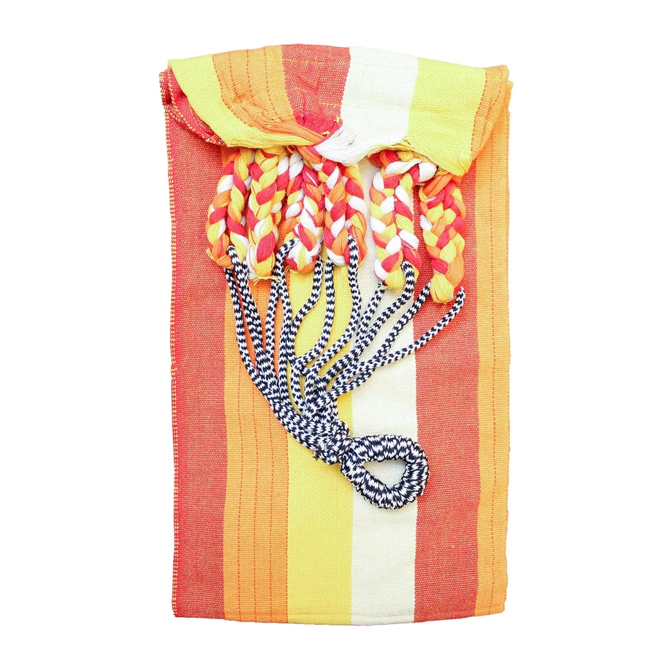 Hamaca Gruesa Algodón con Cuerdas Reforzadas - Rayas Naranja Foto 2 de 4