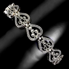 925 Sterling Silver Bracelet Round Marcasite Gemstone Jewelry 7.5 Inches