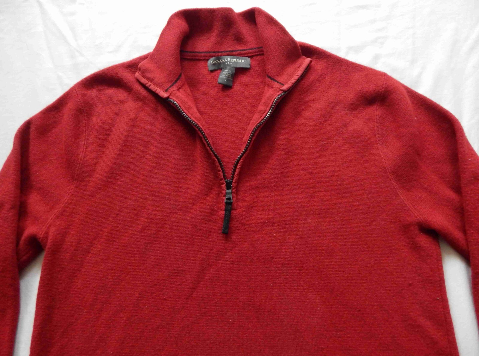 Wool Solid Red Half Zip Turtleneck Pullover Sweat… - image 4
