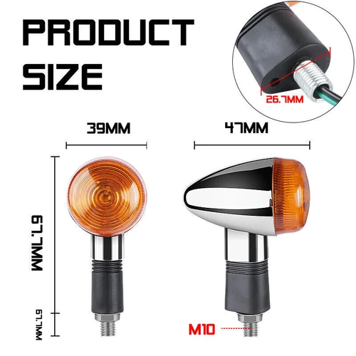 4PCS Turn Signal Lights Blinker Amber For Kawasaki VN Vulcan 500 800 88 900 CT - Picture 4 of 6