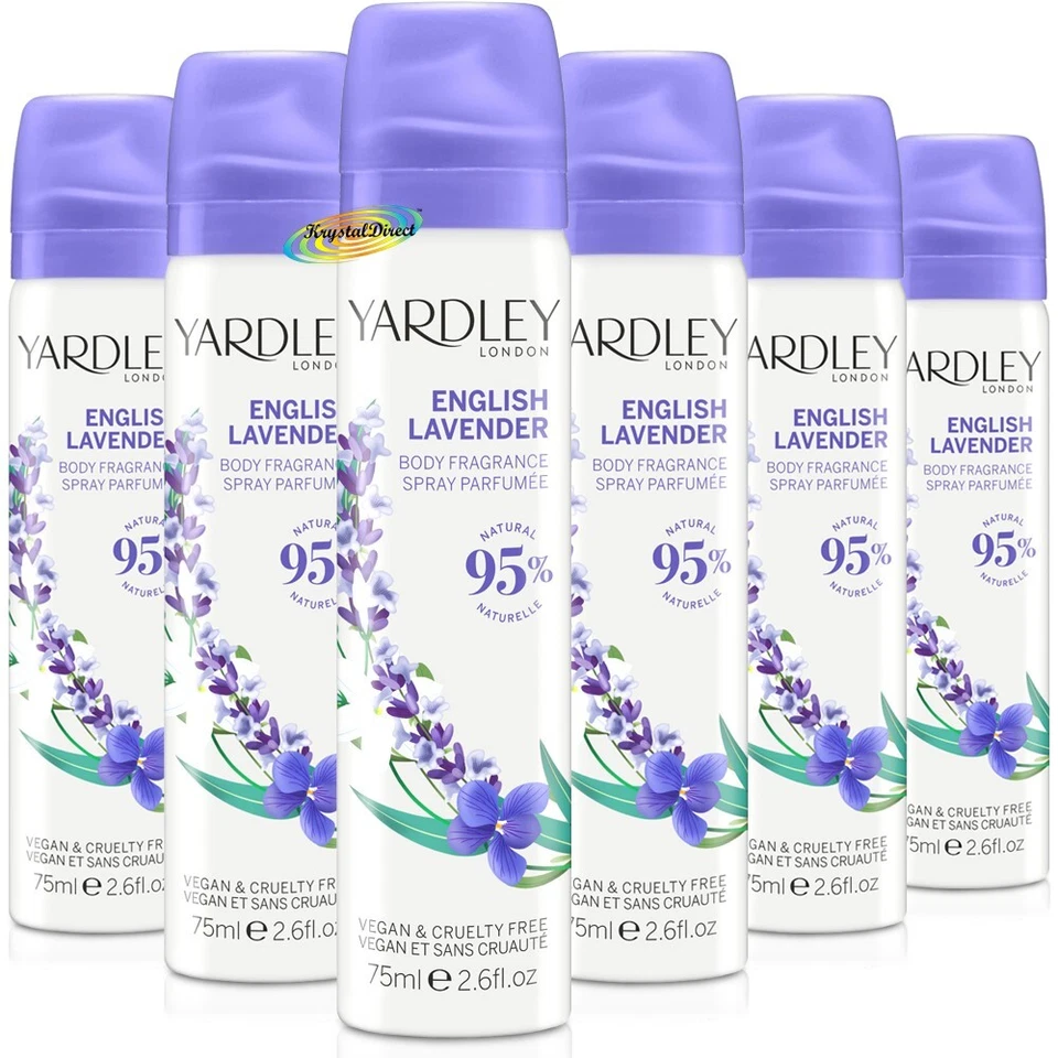 6x Yardley London ENGLISH LAVENDER Body Spray 75ml