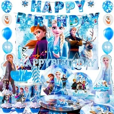 124 Pcs Frozen Party Decorations Disney Elsa Princess Party Tableware Balloon