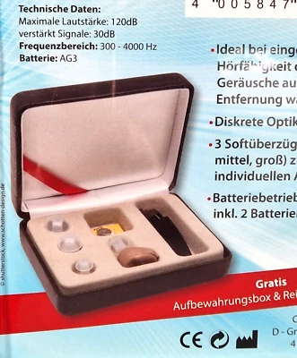 Mini diskreter Hörverstärker NEU Hörhilfe Hautfarbe Hörgerät im Ohr unsichtbar