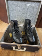 Vintage Black Skate Gear Roller Skates W/Sure-Grip Fame Artistic Wheels In Case