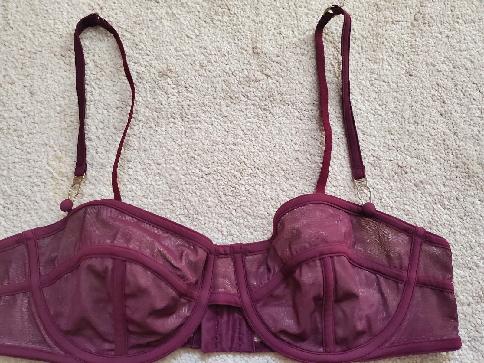 Vintage Victoria Secret Very Sexy Burgandy Balconette Bra/Bikini Set 36B/L RARE image 2