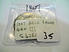 ENGLISH  COPPER  HALF PENNY  1807  GEORGE 111 S3781   NO.35
