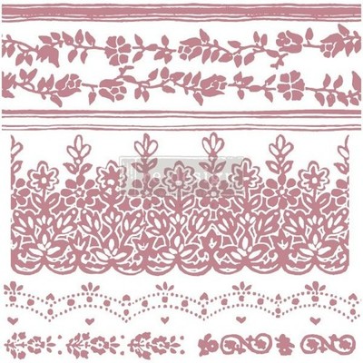 REDESIGN WITH PRIMA  DECOR STAMP   Floral Borders, Silicone Stamp