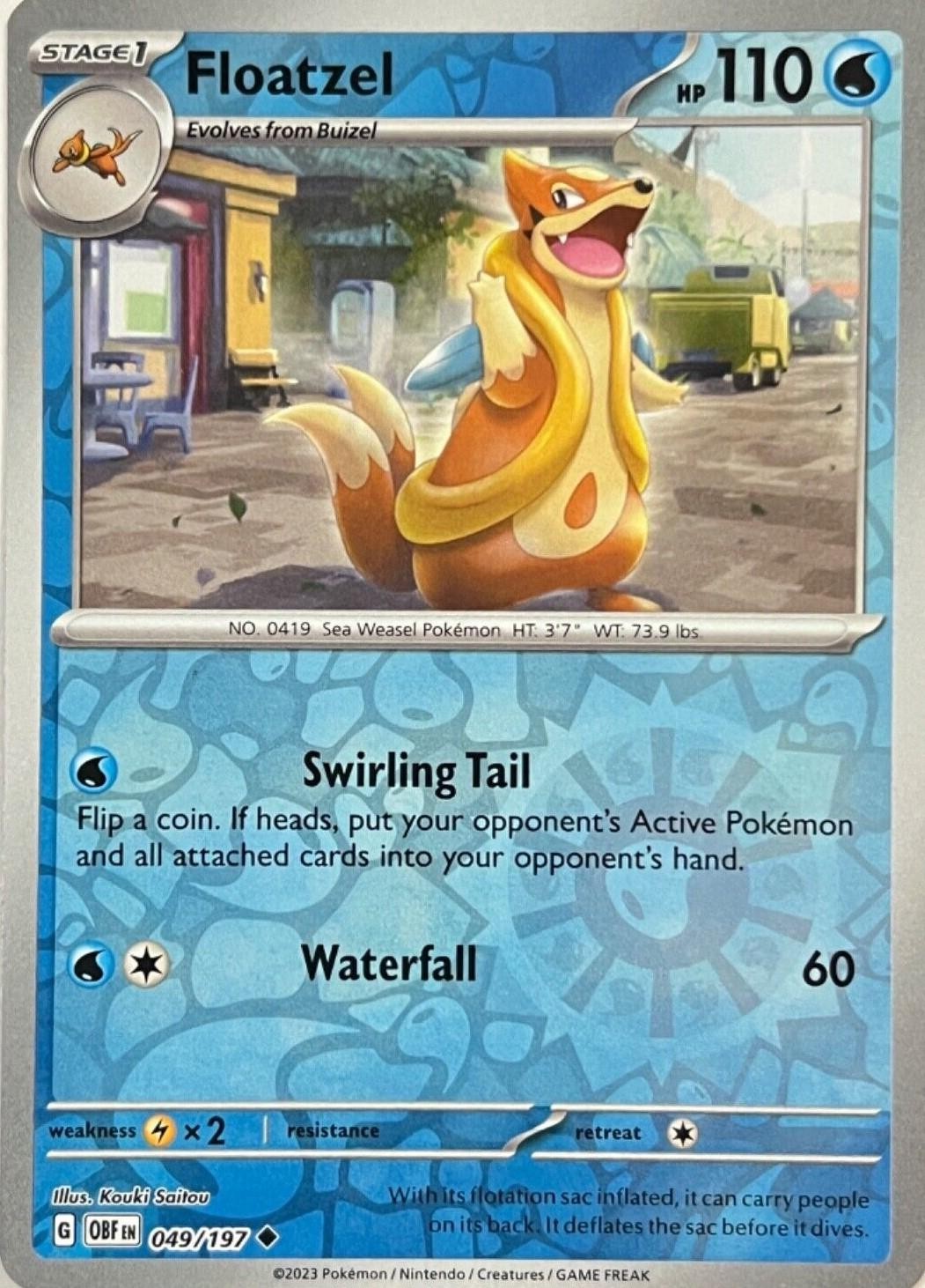 Floatzel Reverse Holofoil 049/197 Obsidian Flames