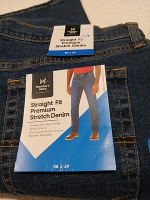 M MEMBERS  MARK MENS STRAIGHT FIT PREMIUM STRETCH DENIM JEANS SIZE 38X29