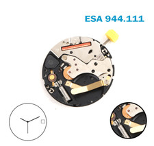 ESA 944.111 Swiss Movement-3 Hands-White Disk at 3-Without Hour Wheel-Silver.