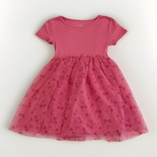 Wonder Nation Tulle Tutu Dress Girls S 6-7 Short Sleeve Pink Cherry Hearts NEW