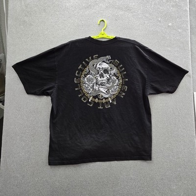 Sullen Clothing Men Shirt 2X-LARGE Black Graphic Skull Roses Print