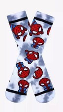 Marvel Spider-Man Chibi Spidey Tie-Dye Crew Socks Shoe Size 6-12