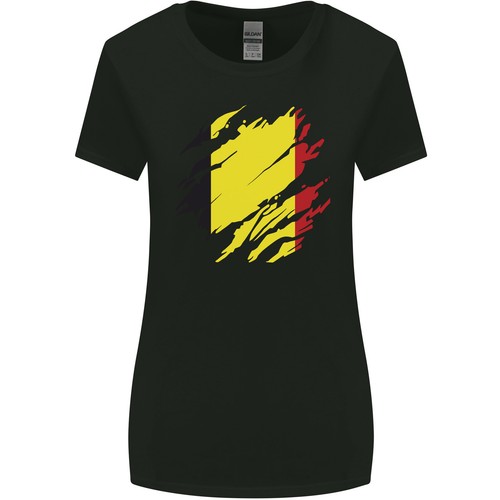 T-Shirt Donna A Manica Larga Bandiera Del Belgio Giornata Belga Calcio