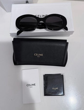 Celine Sunglasses CL4019U 01A Oval Sunglasses Black Frame Grey Lens 52 mm