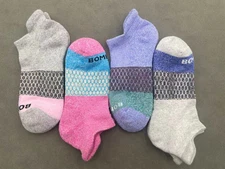 4 Pairs Bombas Women's Tri-Block Marl Honeycomb Ankle Socks Size M multicolor