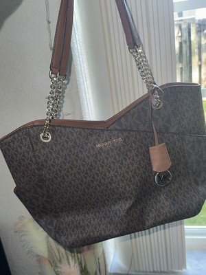 Michael Kors Jet Set Large Signature Chain Shoulder Tote Bag MK