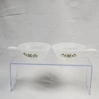 Set of 2 Vintage Anchor Hocking Fire King Green Meadow Soup Bowl With Handle USA