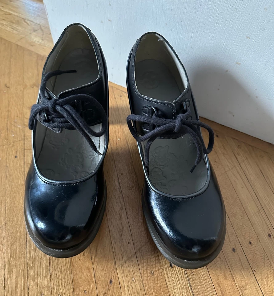 RARE Vintage 90s DOC MARTENS Black Patent Leather Chunky Platform Corset Bootie  - Image 2 of 4